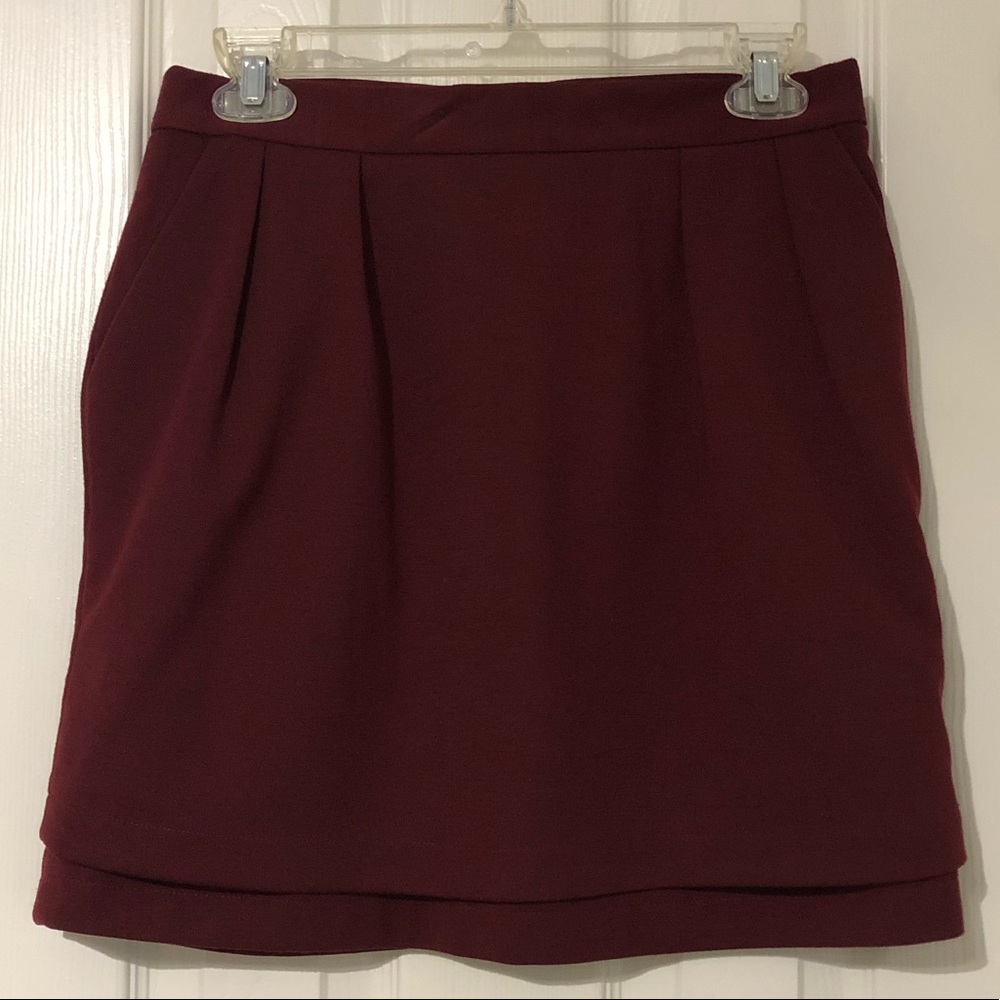 Maroon double layer skirt WITH POCKETS